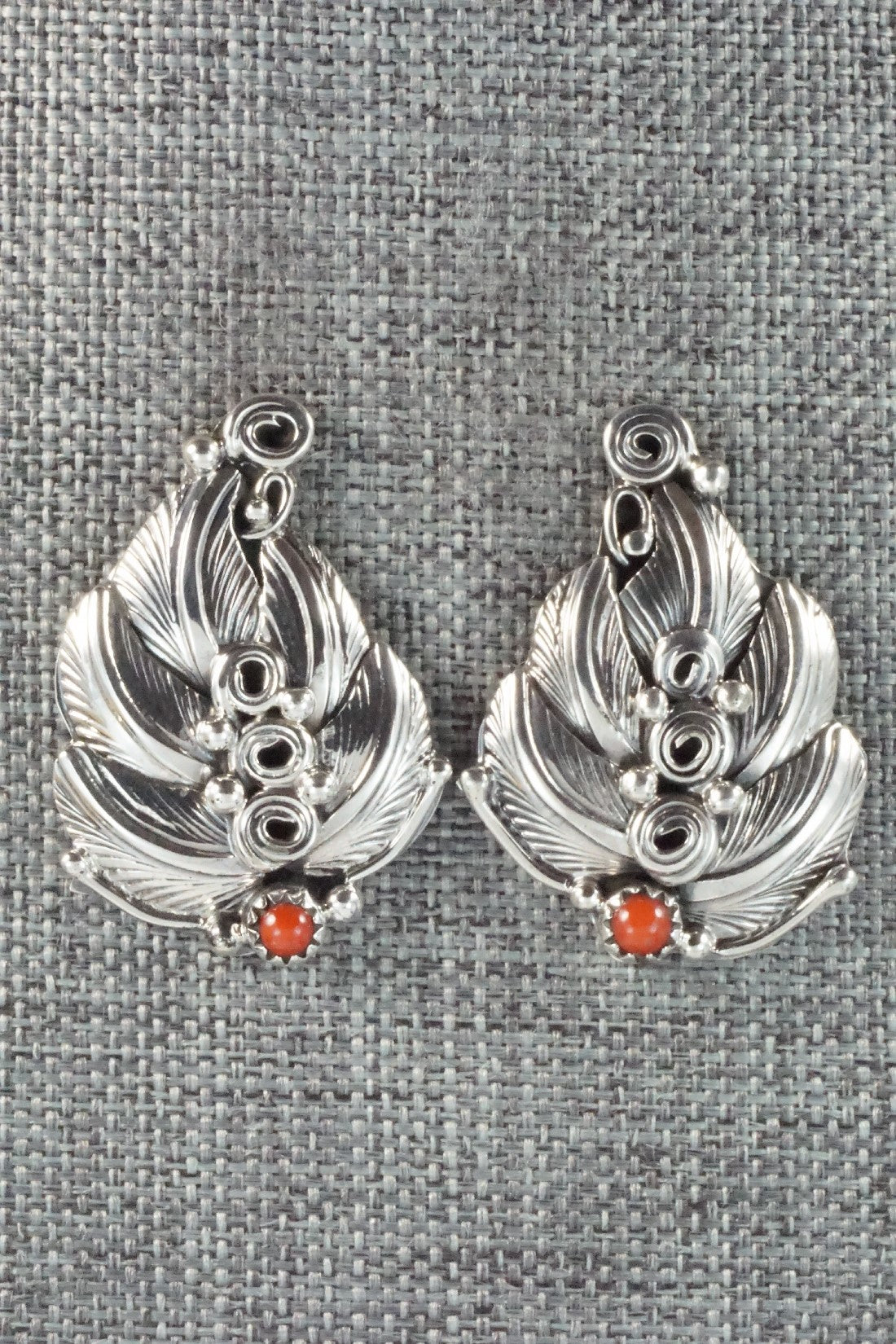 Coral & Sterling Silver Earrings - Darrell Morgan