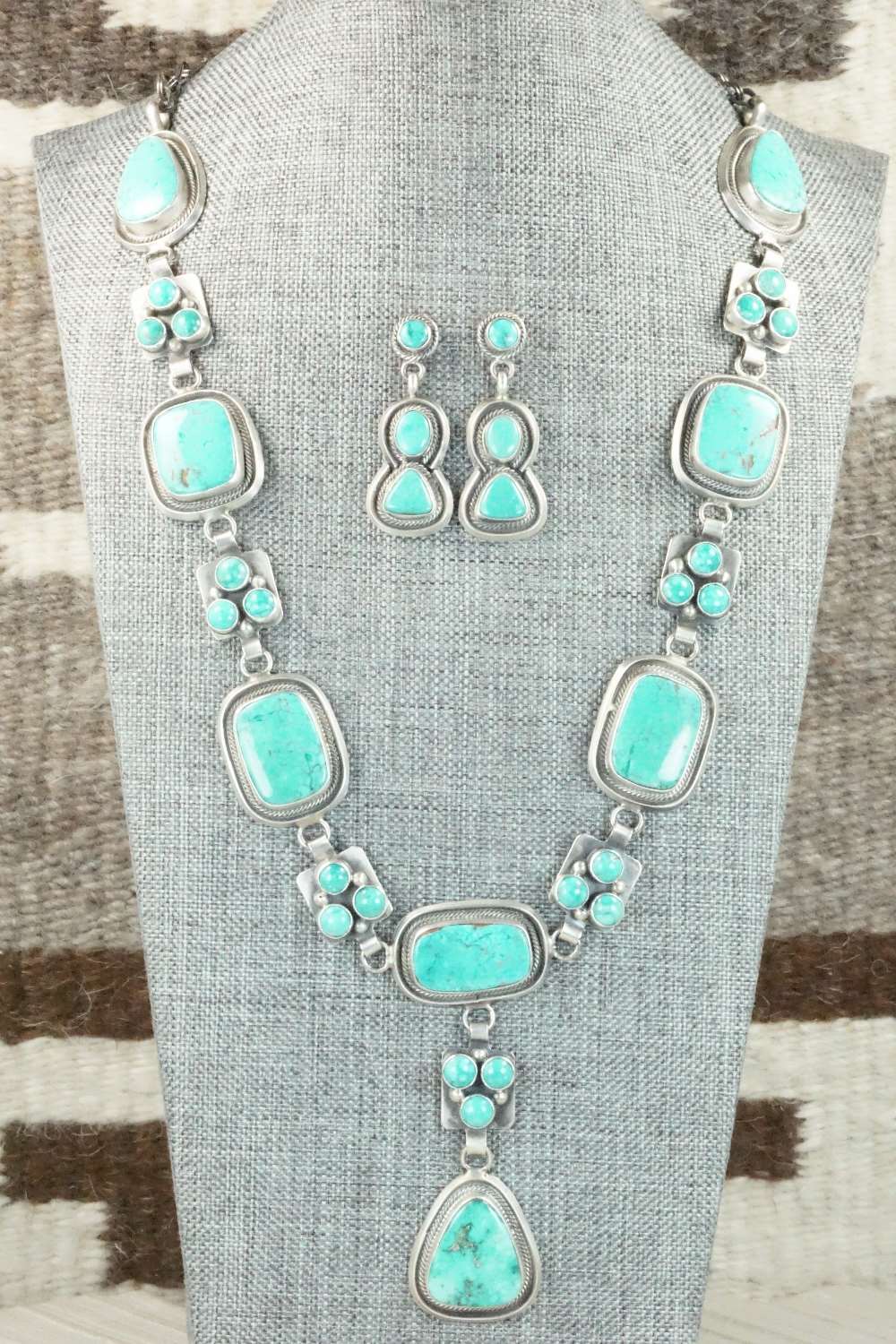Turquoise & Sterling Silver Necklace Set - Raymond Delgarito