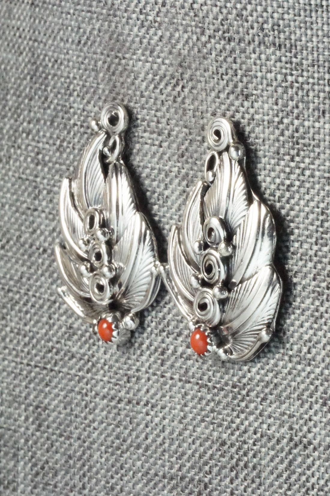 Coral & Sterling Silver Earrings - Darrell Morgan