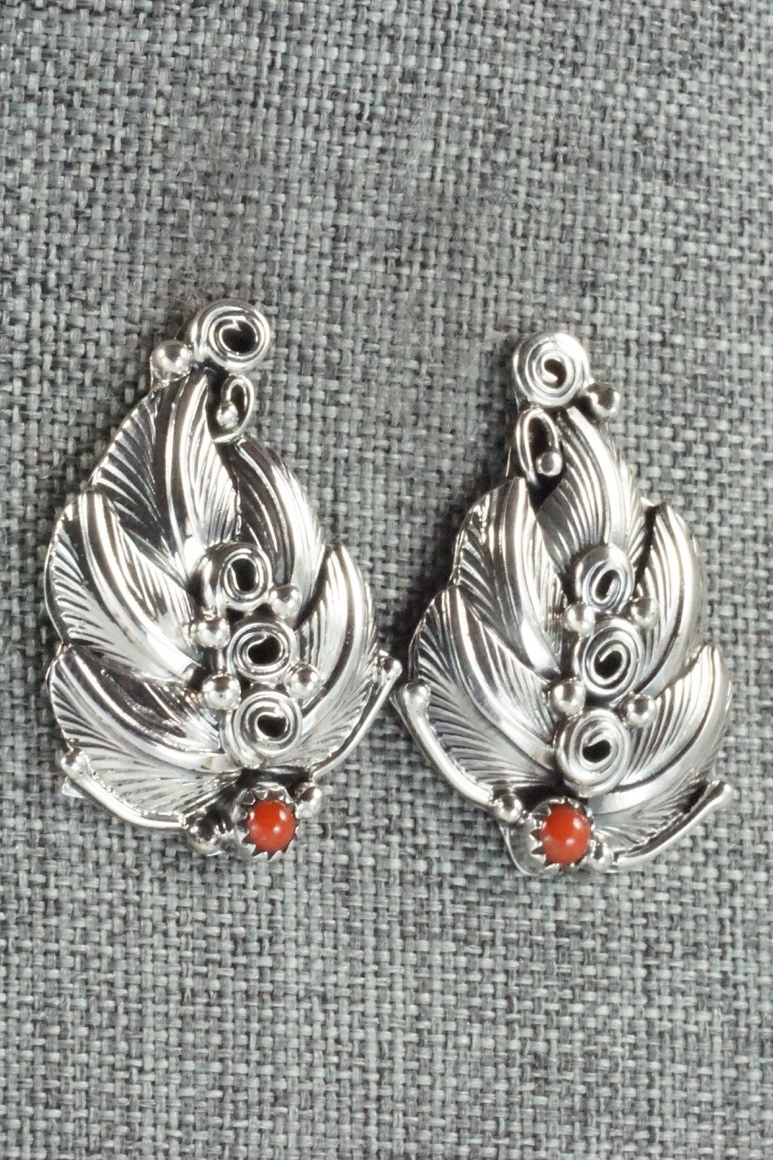 Coral & Sterling Silver Earrings - Darrell Morgan