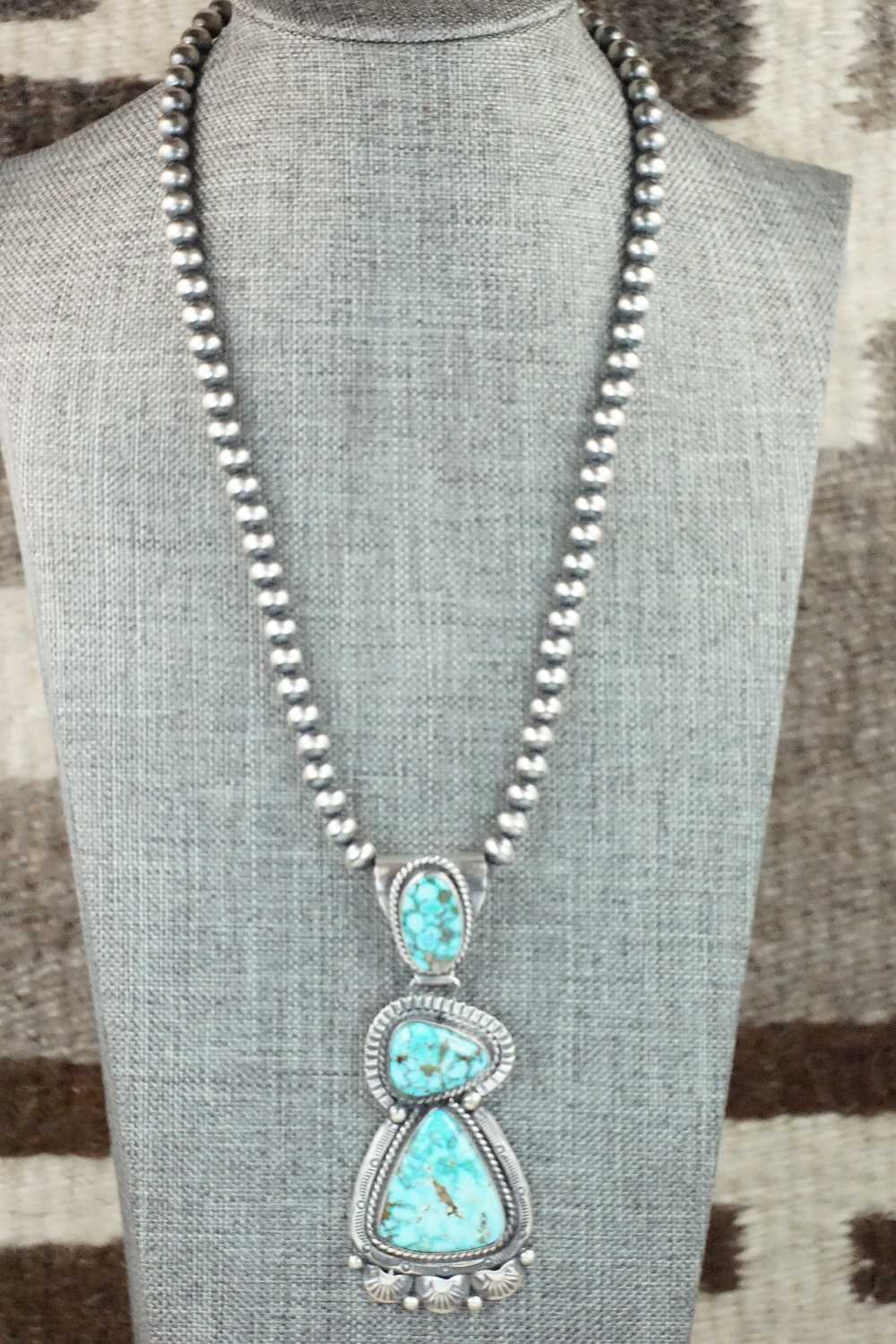 Turquoise & Sterling Silver Necklace - Raymond Delgarito
