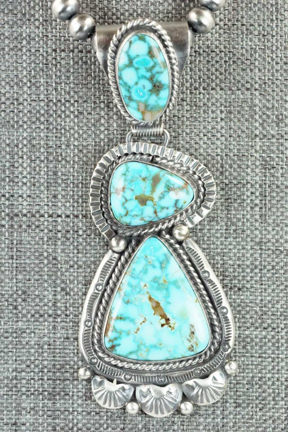 Turquoise & Sterling Silver Necklace - Raymond Delgarito