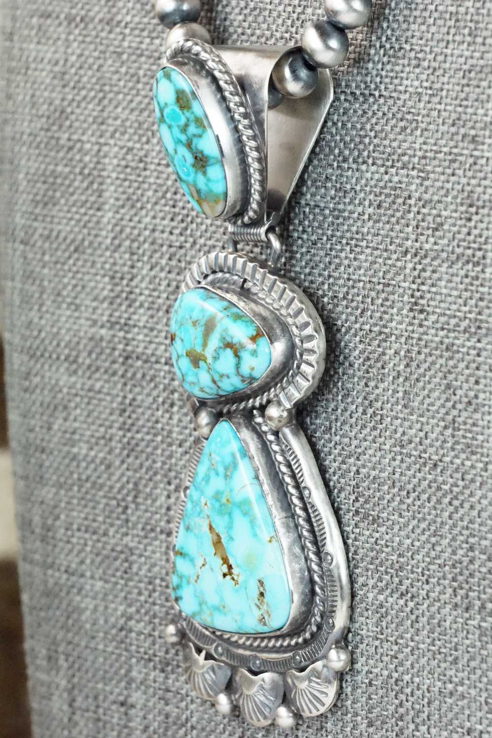 Turquoise & Sterling Silver Necklace - Raymond Delgarito