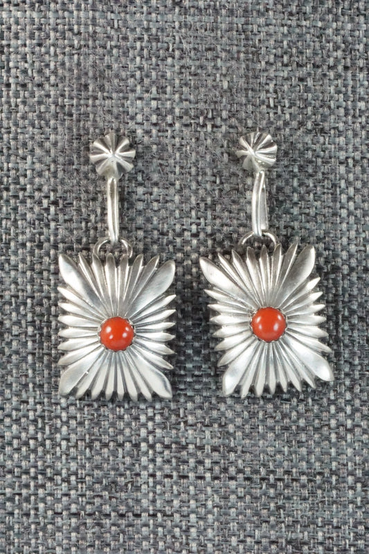 Coral & Sterling Silver Earrings - Sharon McCarthy