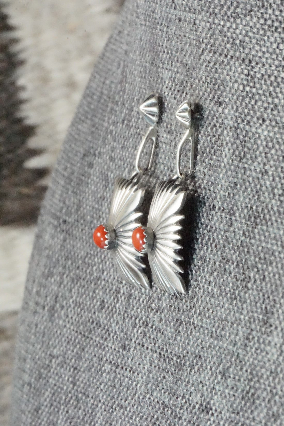 Coral & Sterling Silver Earrings - Sharon McCarthy