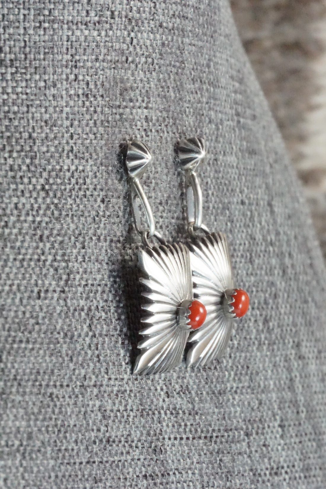 Coral & Sterling Silver Earrings - Sharon McCarthy