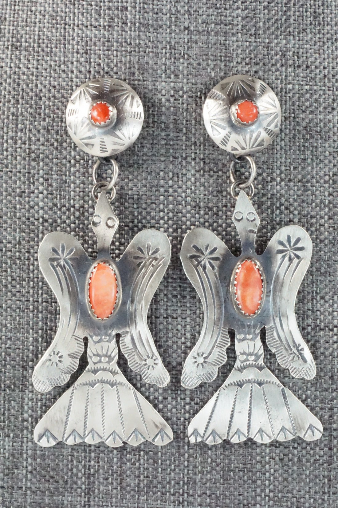 Spiny Oyster & Sterling Silver Earrings - Gabrielle Yazzie