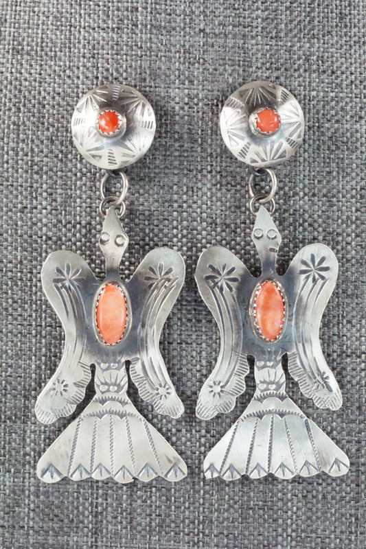 Spiny Oyster & Sterling Silver Earrings - Gabrielle Yazzie