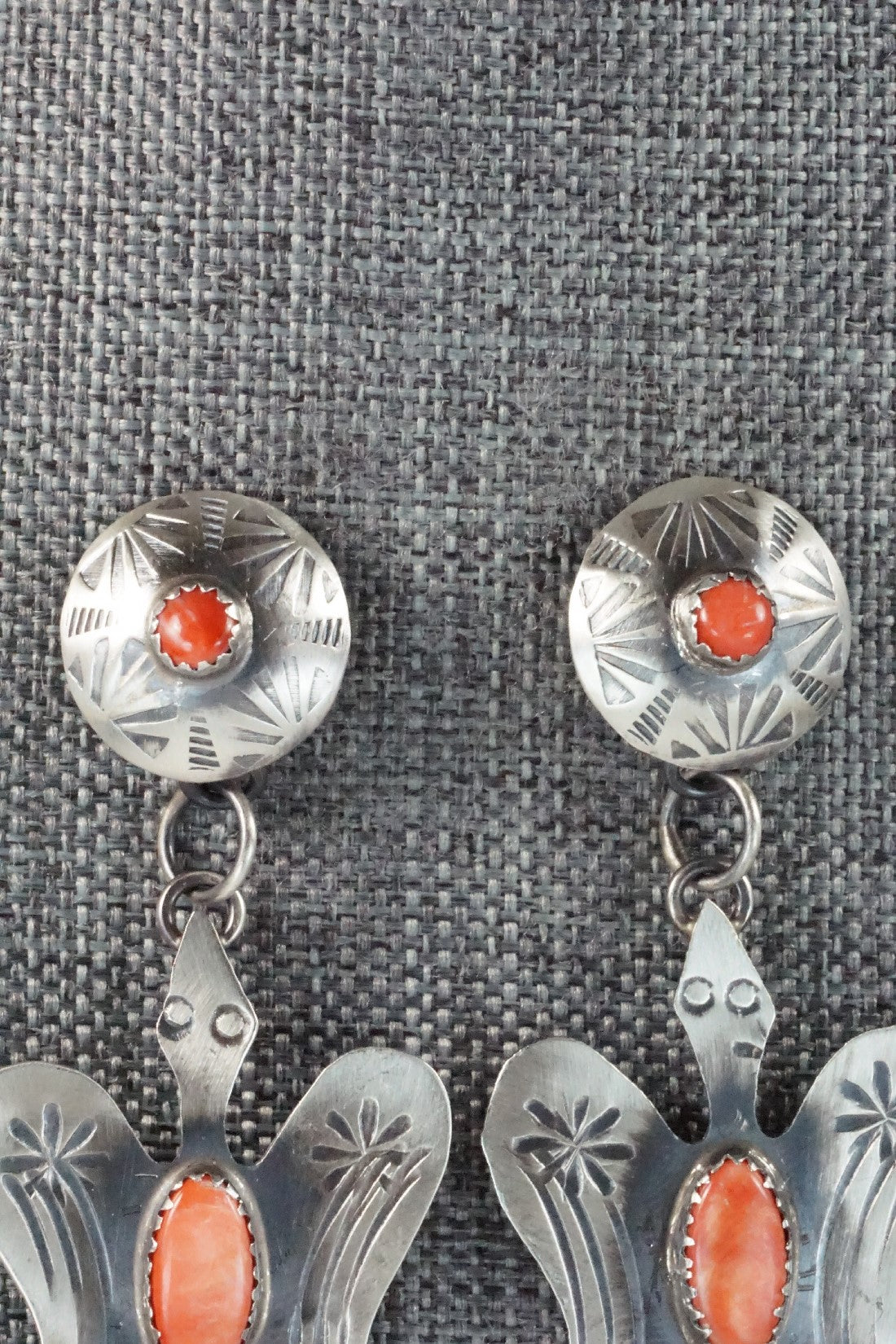 Spiny Oyster & Sterling Silver Earrings - Gabrielle Yazzie