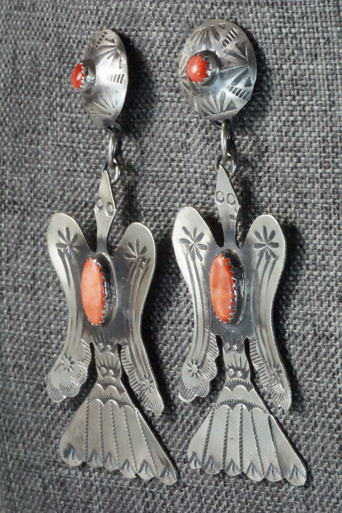 Spiny Oyster & Sterling Silver Earrings - Gabrielle Yazzie