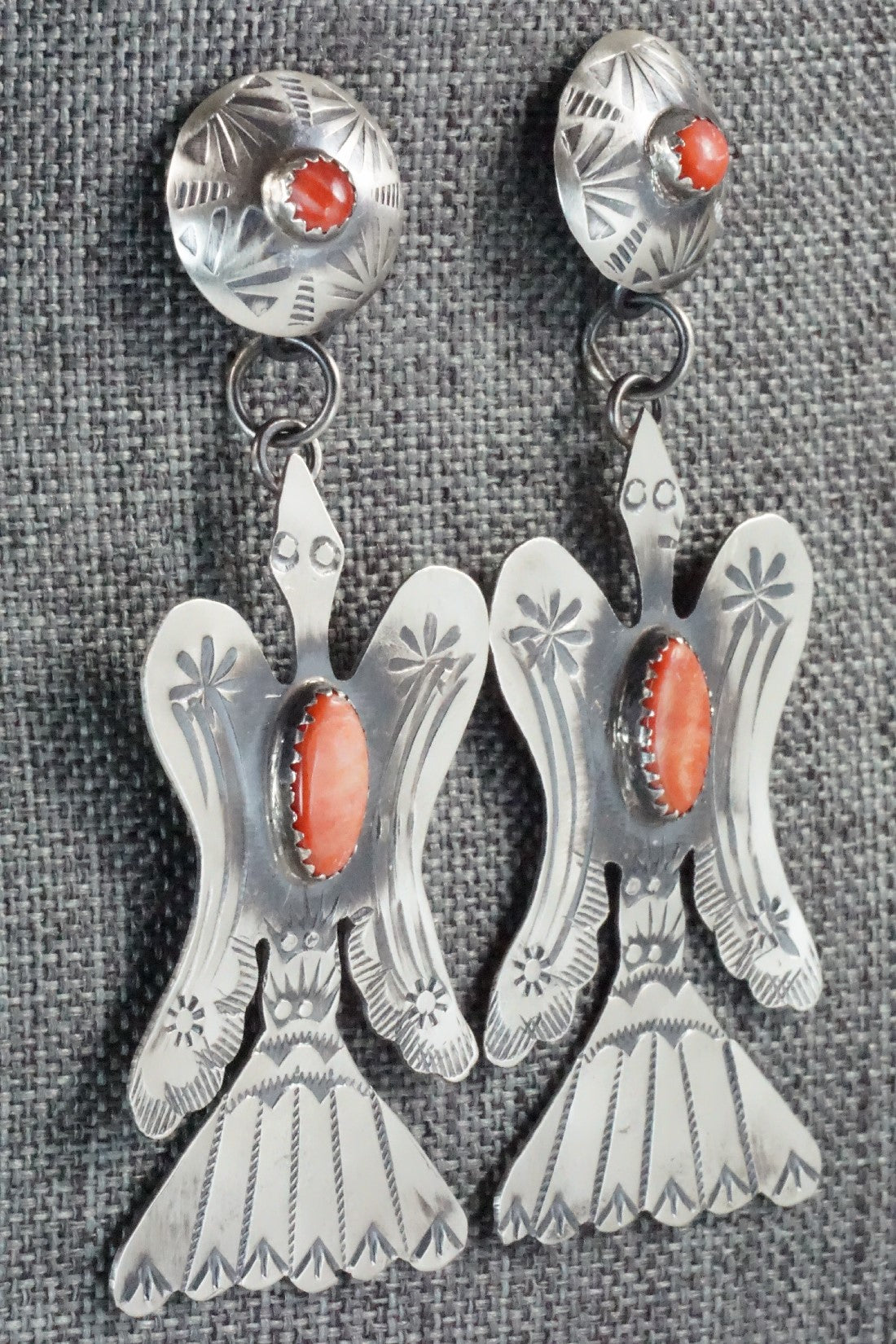 Spiny Oyster & Sterling Silver Earrings - Gabrielle Yazzie