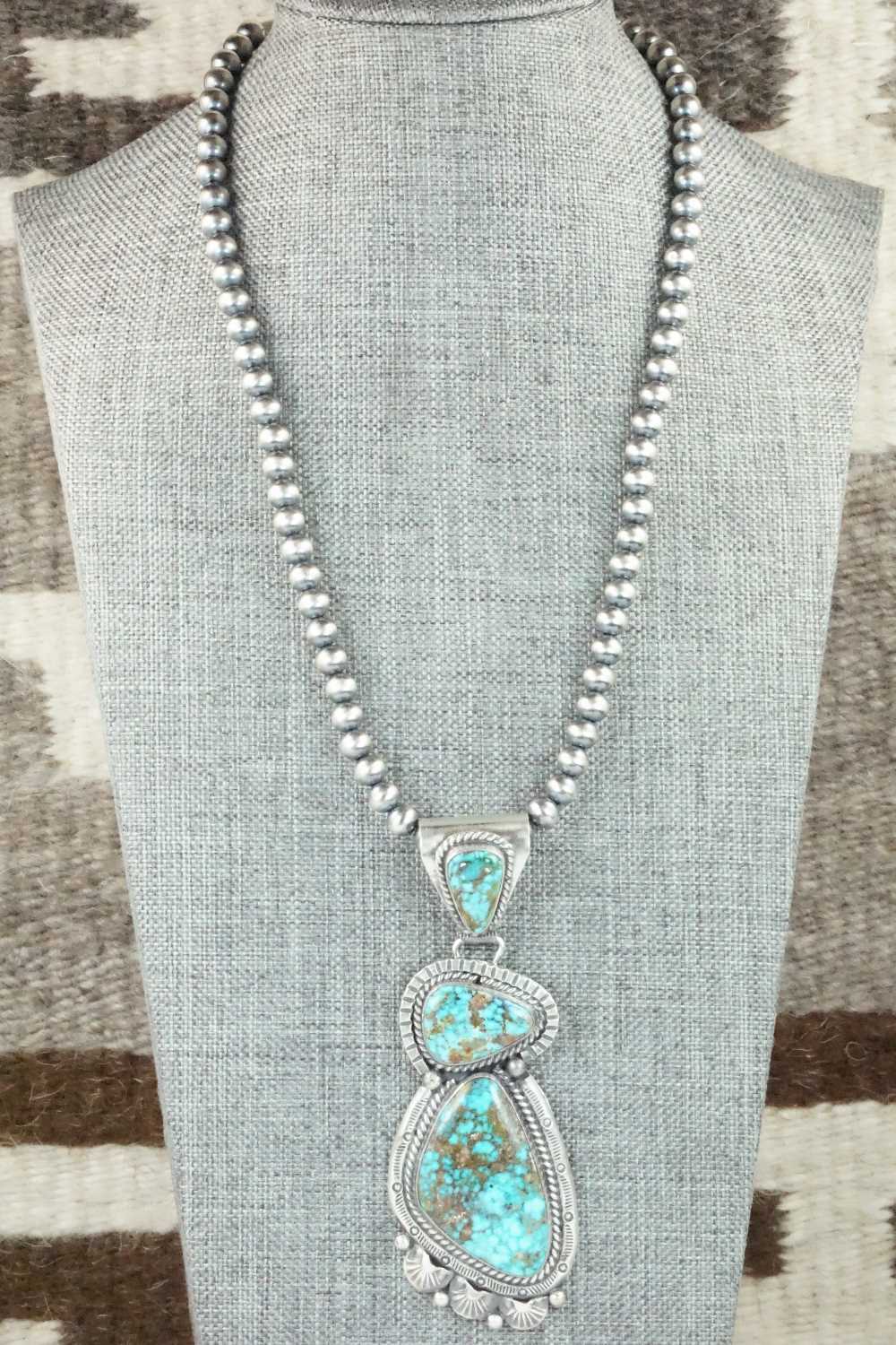 Turquoise & Sterling Silver Necklace - Raymond Delgarito