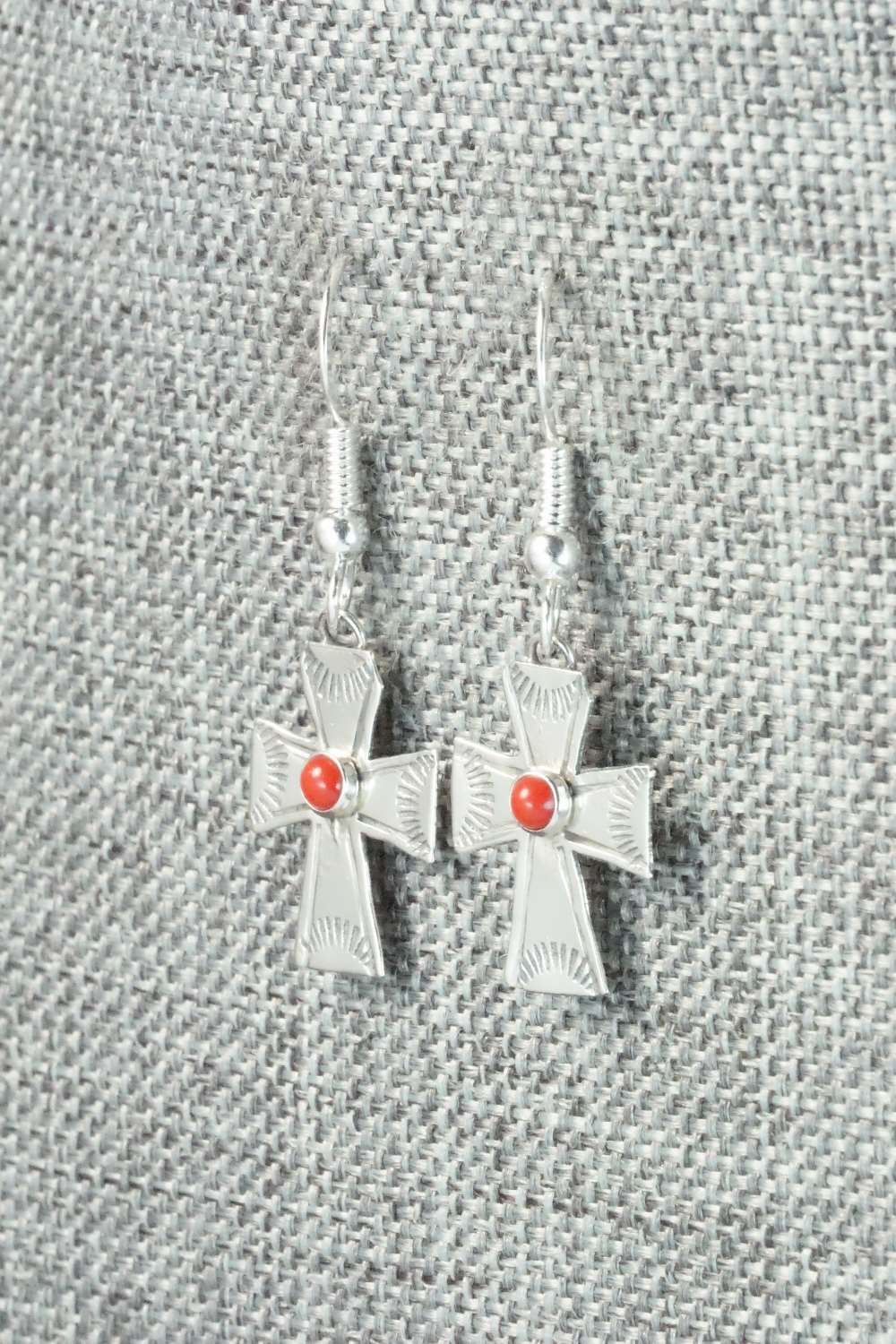 Coral & Sterling Silver Earrings - Lena Platero