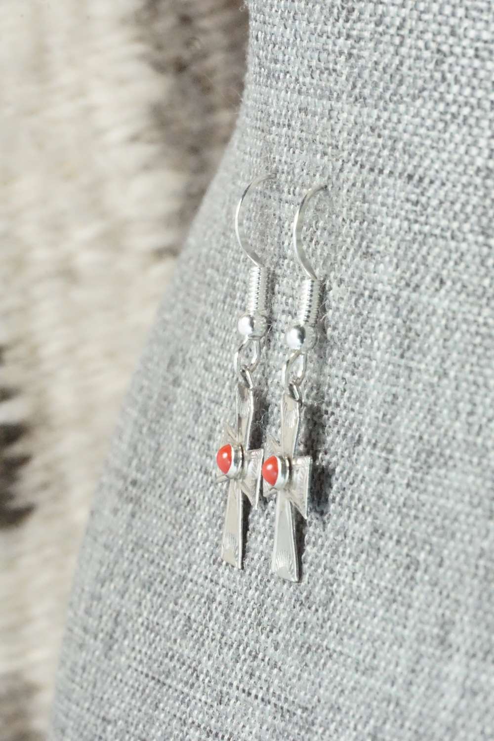 Coral & Sterling Silver Earrings - Lena Platero