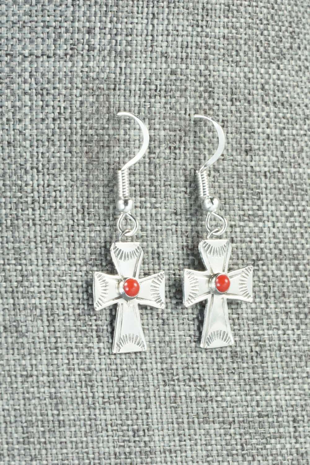 Coral & Sterling Silver Earrings - Lena Platero