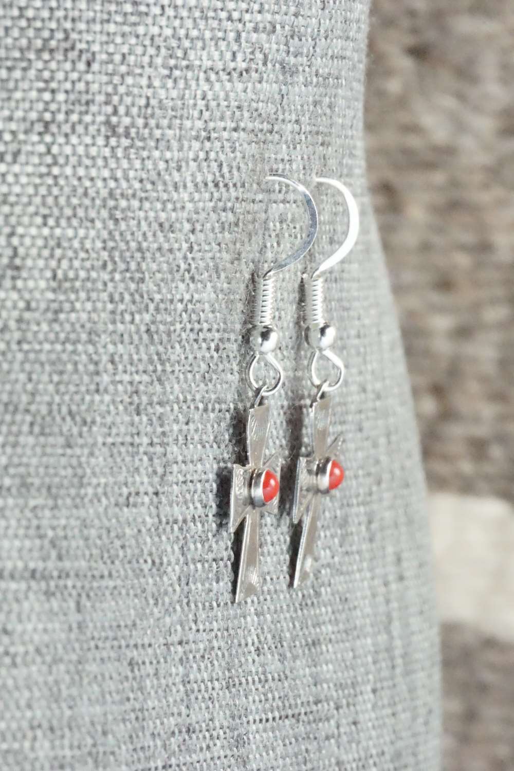 Coral & Sterling Silver Earrings - Lena Platero