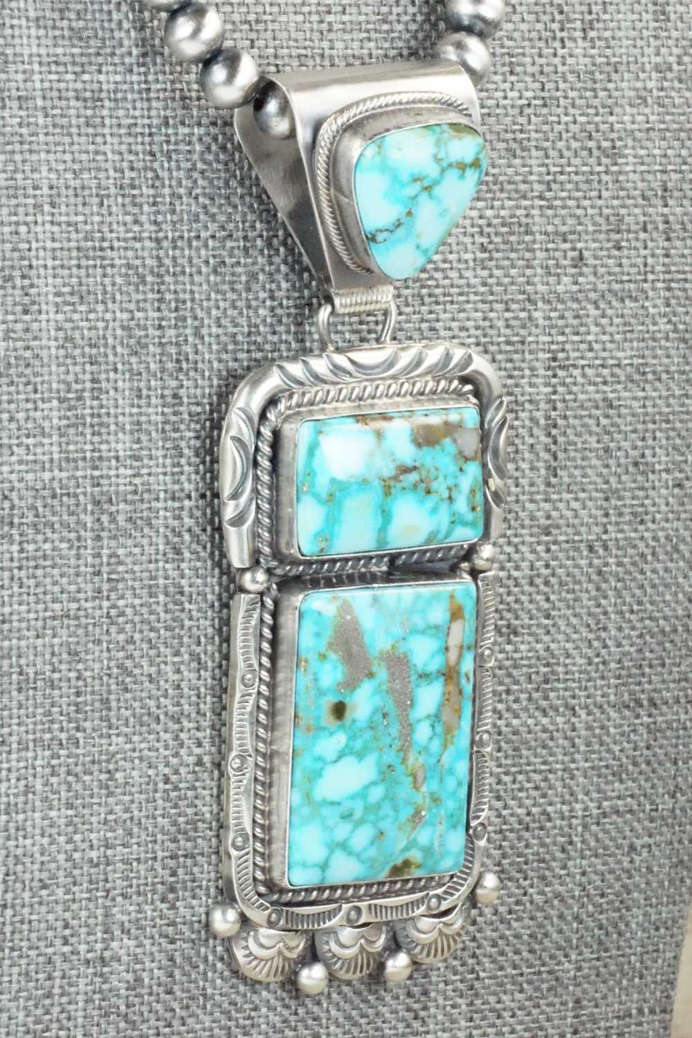 Turquoise & Sterling Silver Necklace - Raymond Delgarito