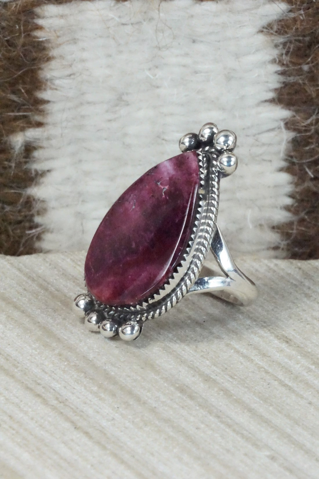 Spiny Oyster & Sterling Silver Ring - Selina Warner - Size 7
