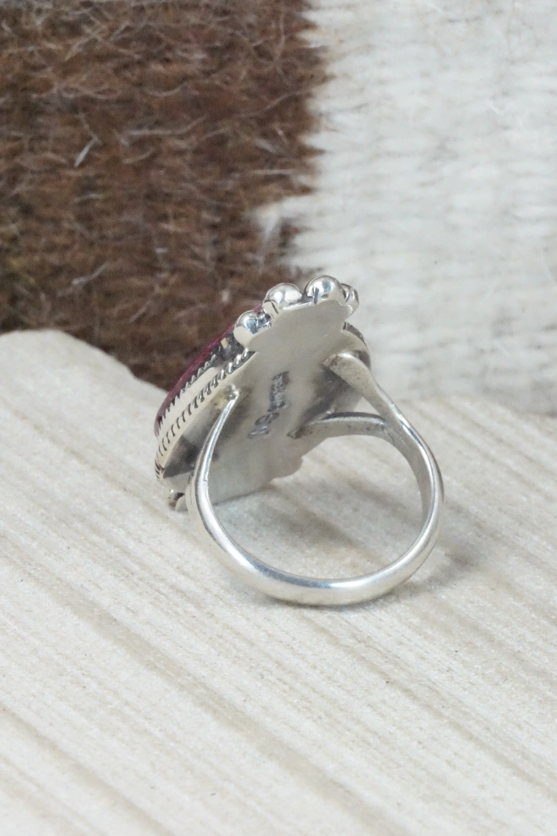 Spiny Oyster & Sterling Silver Ring - Selina Warner - Size 7