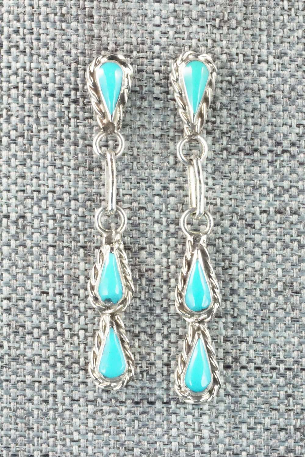Turquoise & Sterling Silver Earrings - Zuni