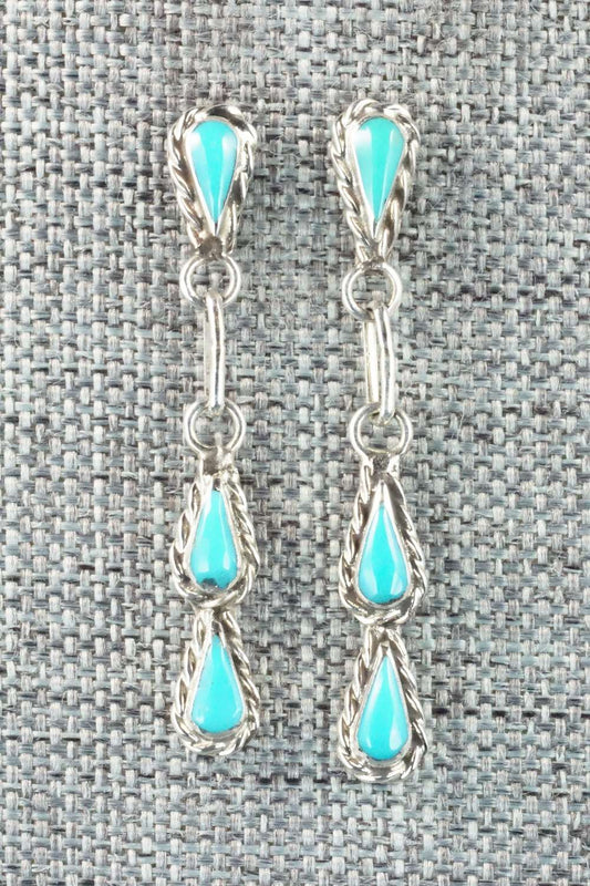 Turquoise & Sterling Silver Earrings - Zuni