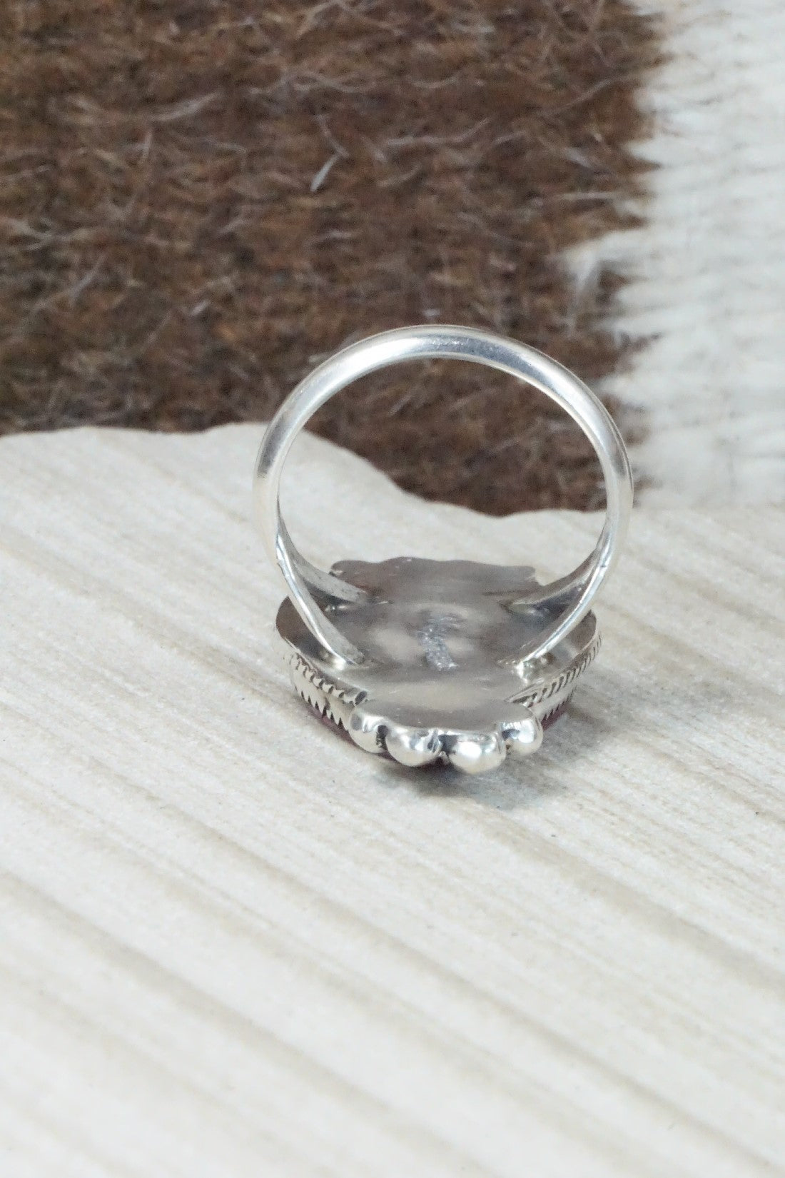 Spiny Oyster & Sterling Silver Ring - Selina Warner - Size 7
