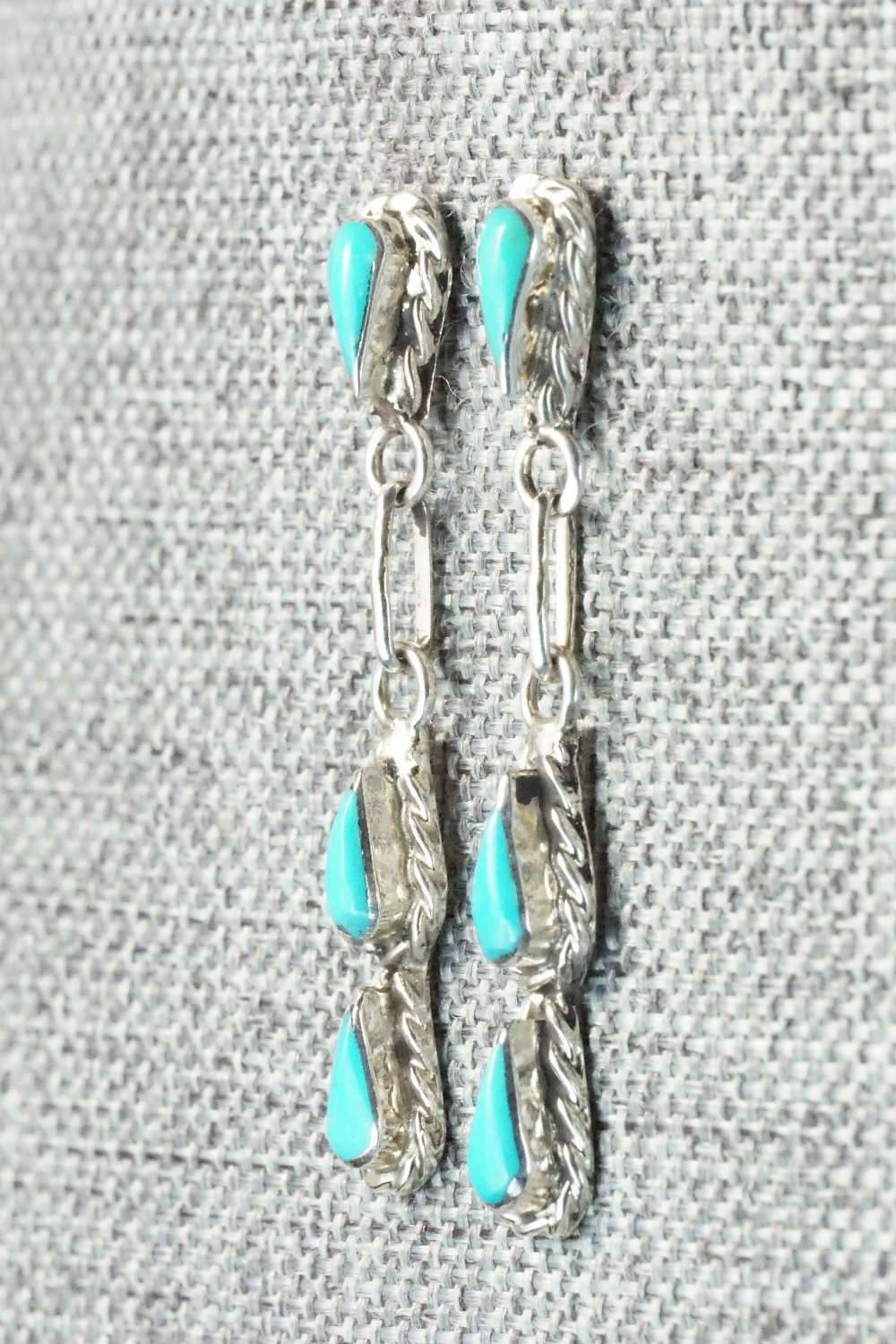 Turquoise & Sterling Silver Earrings - Zuni