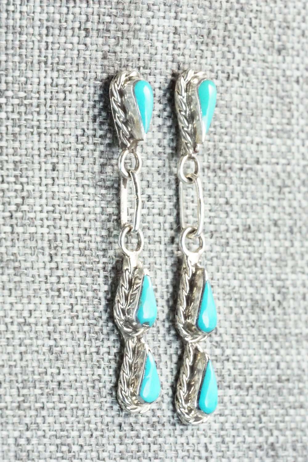 Turquoise & Sterling Silver Earrings - Zuni