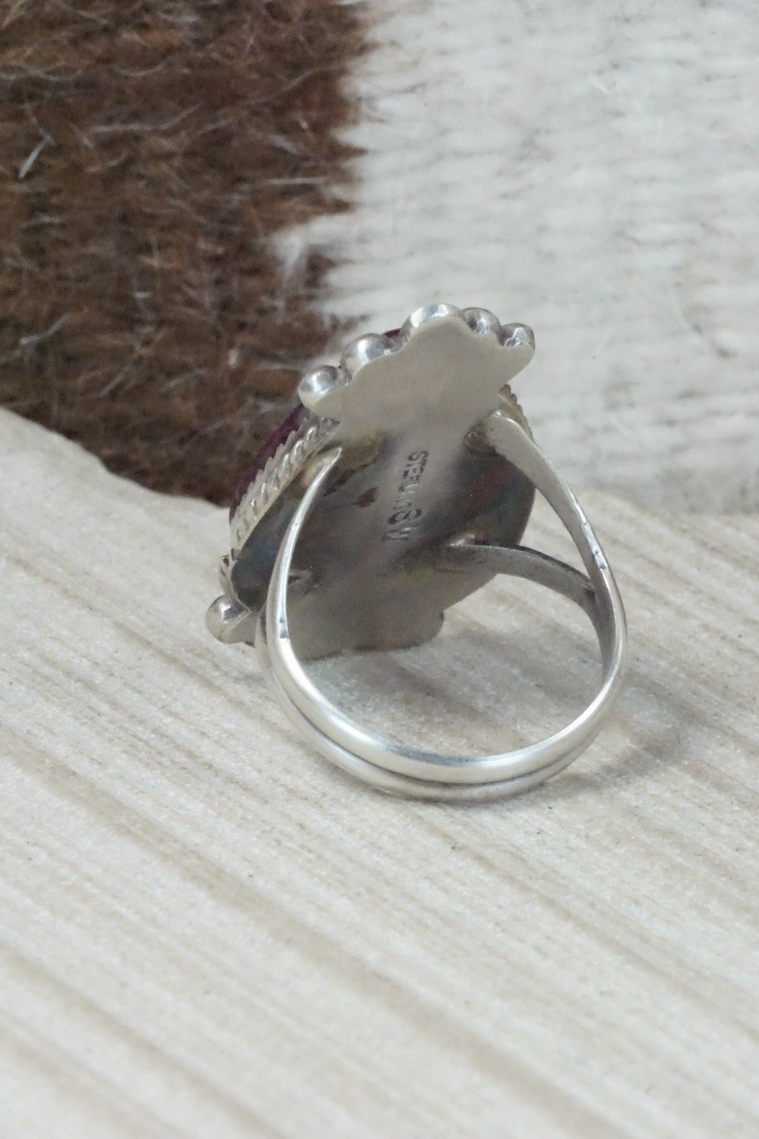 Spiny Oyster & Sterling Silver Ring - Selina Warner - Size 9