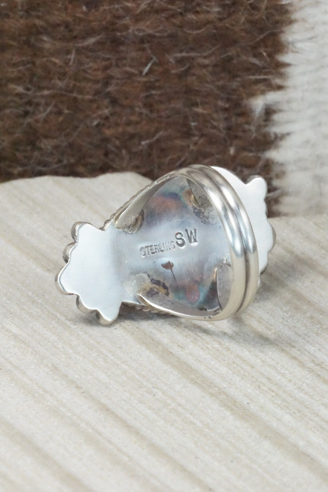 Spiny Oyster & Sterling Silver Ring - Selina Warner - Size 9