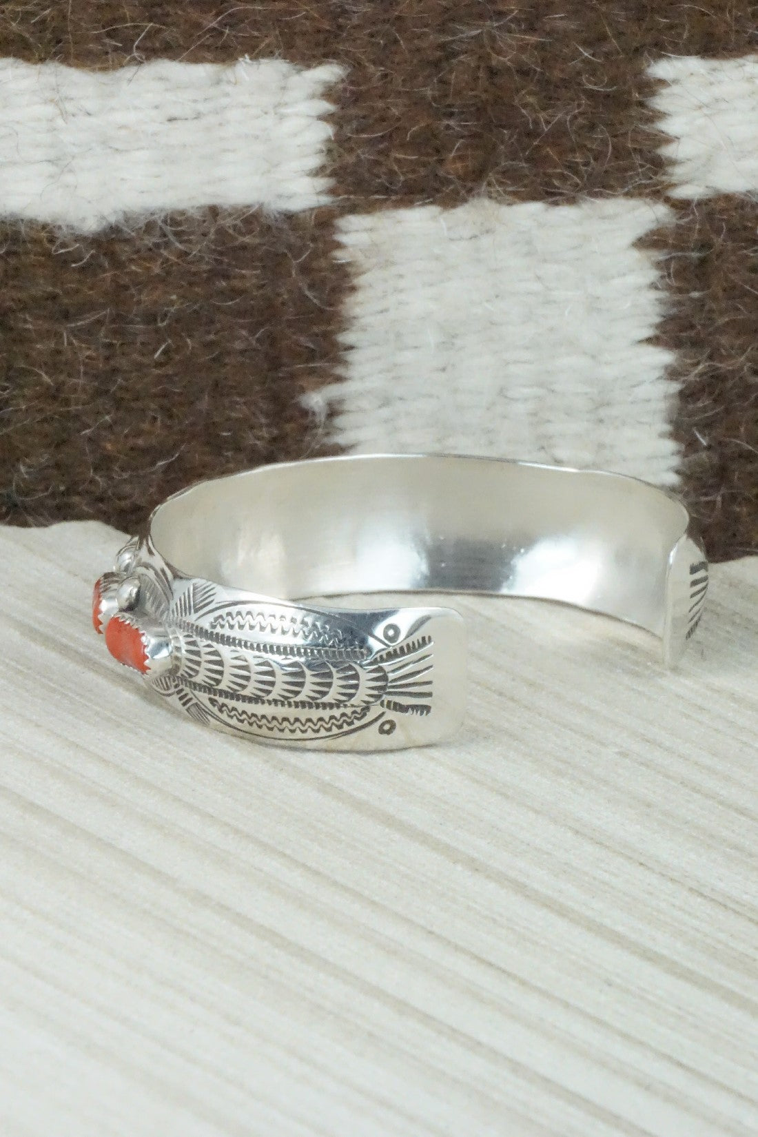 Coral & Sterling Silver Bracelet - Grace Silver