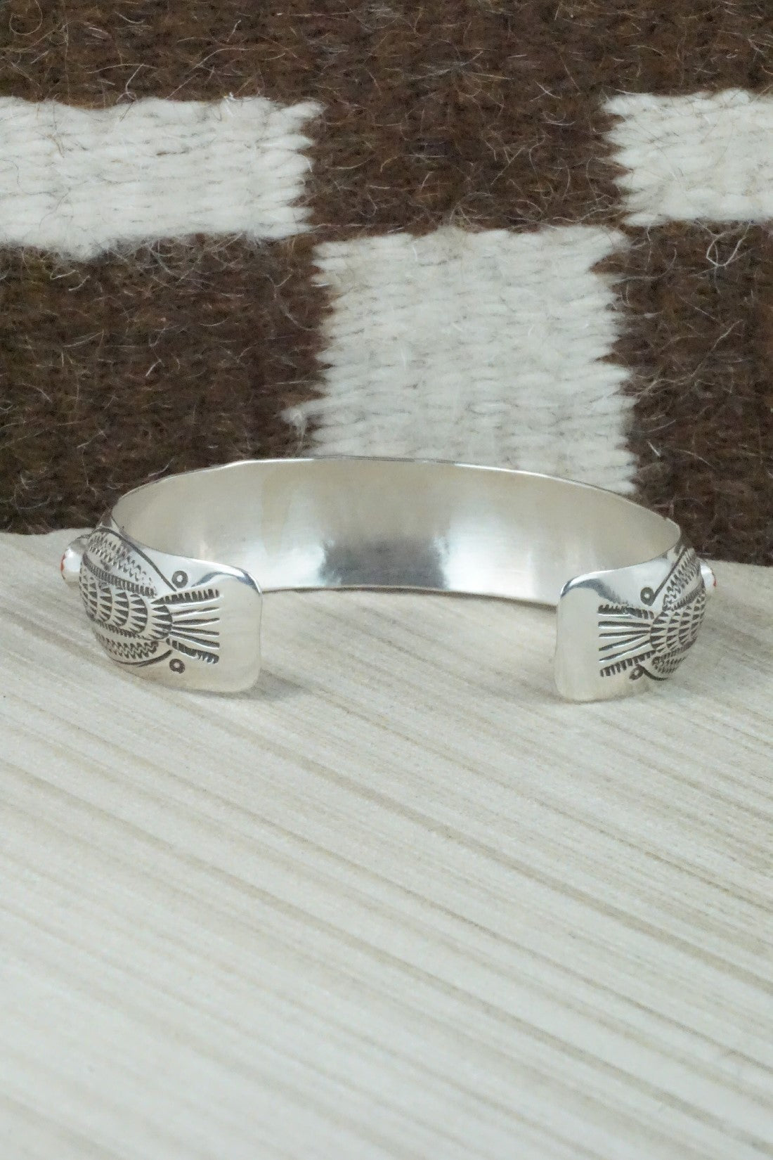 Coral & Sterling Silver Bracelet - Grace Silver