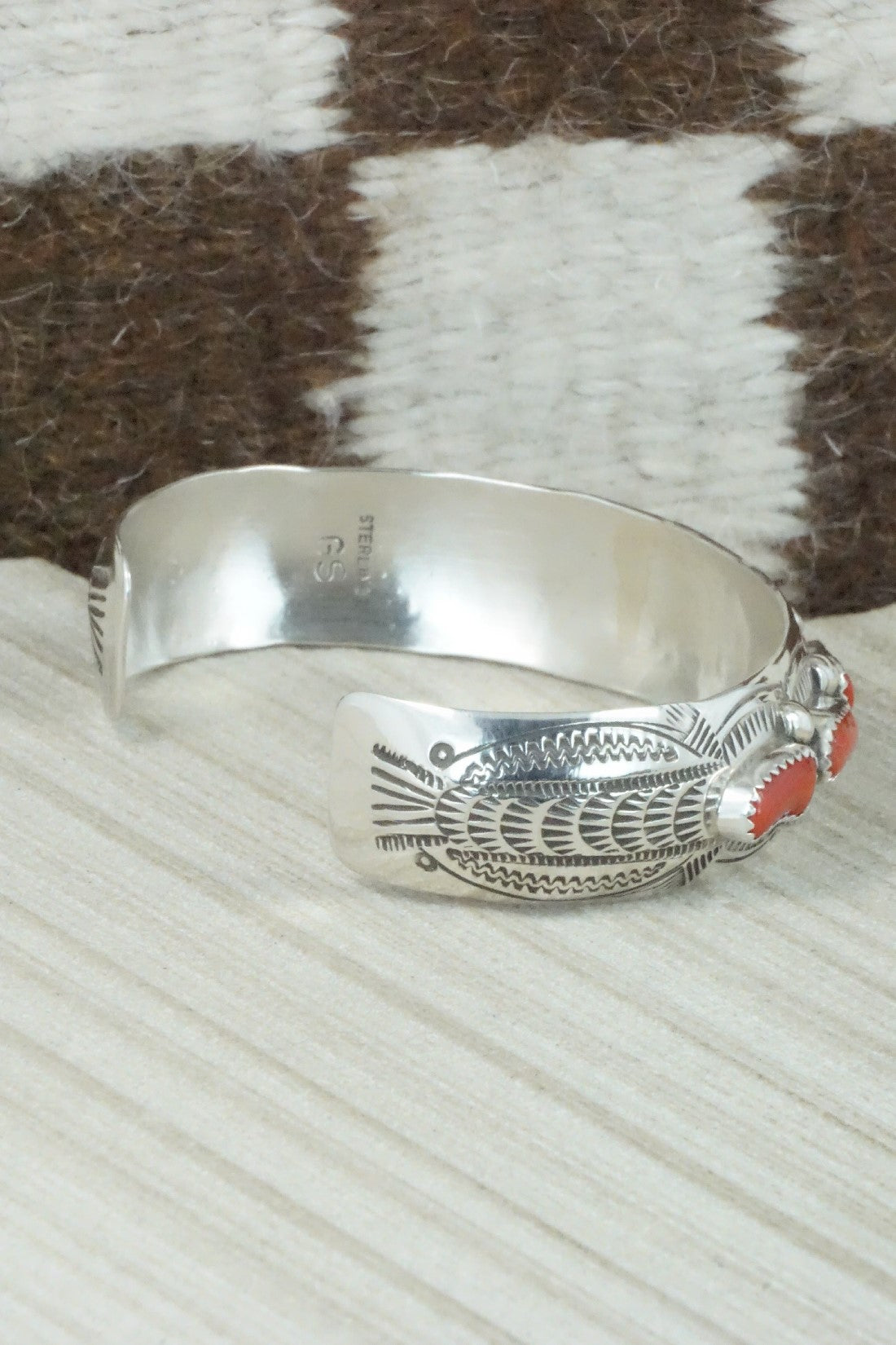 Coral & Sterling Silver Bracelet - Grace Silver