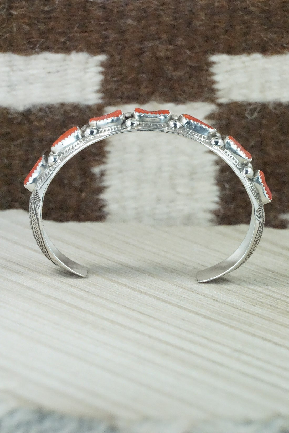 Coral & Sterling Silver Bracelet - Grace Silver