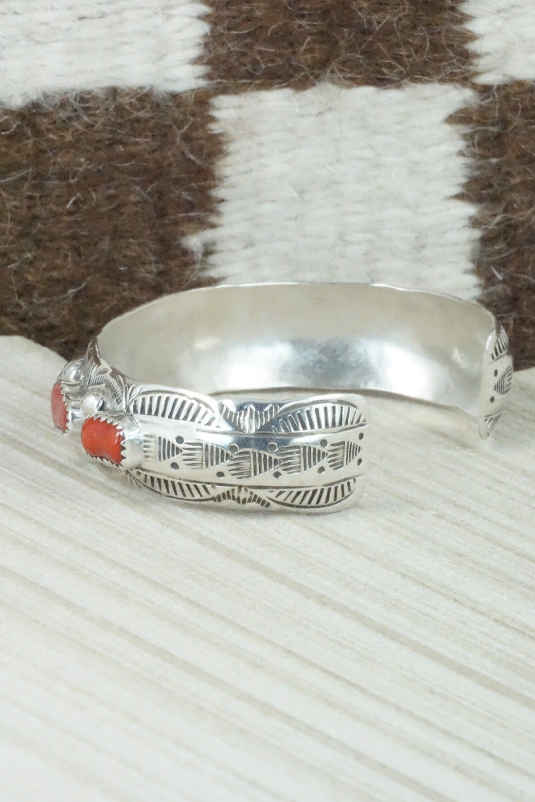 Coral & Sterling Silver Bracelet - Grace Silver