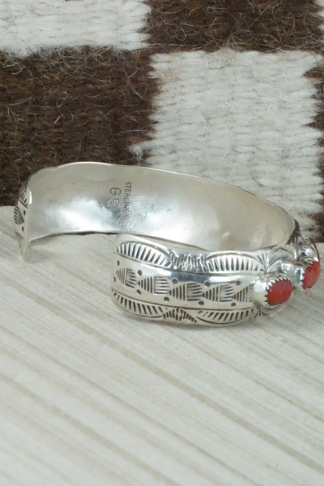 Coral & Sterling Silver Bracelet - Grace Silver