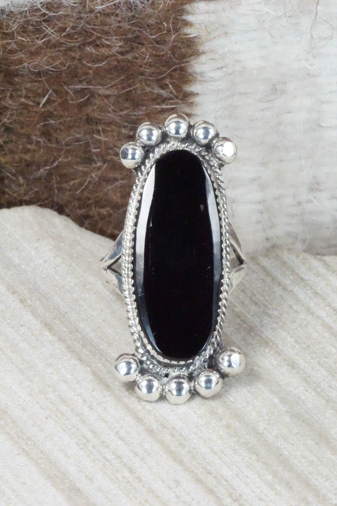 Onyx & Sterling Silver Ring - Selina Warner - Size 6.25