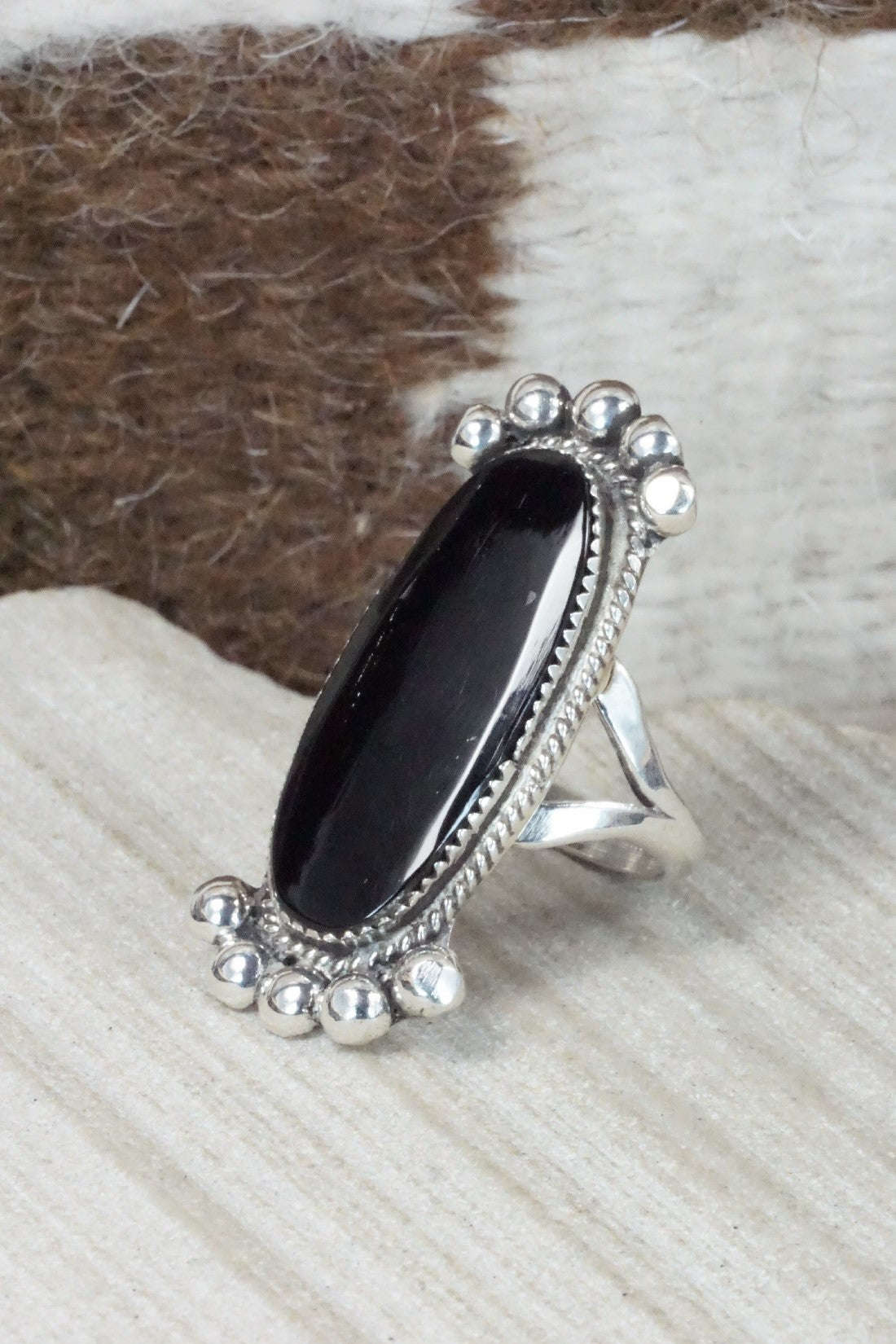 Onyx & Sterling Silver Ring - Selina Warner - Size 6.25