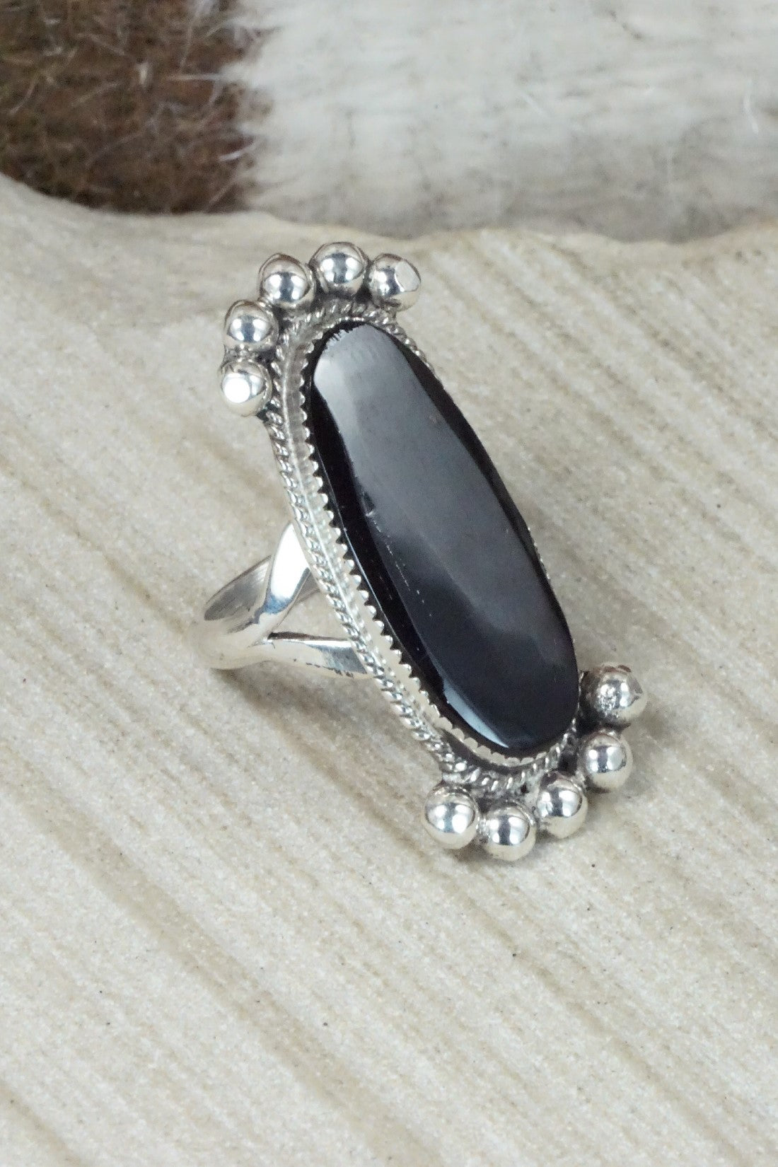 Onyx & Sterling Silver Ring - Selina Warner - Size 6.25