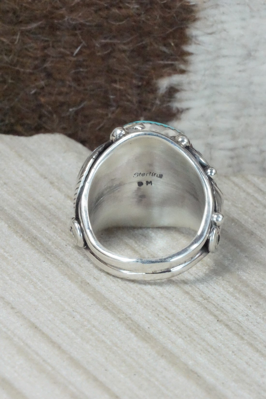 Turquoise & Sterling Silver Ring - Darrell Morgan - Size 9.5