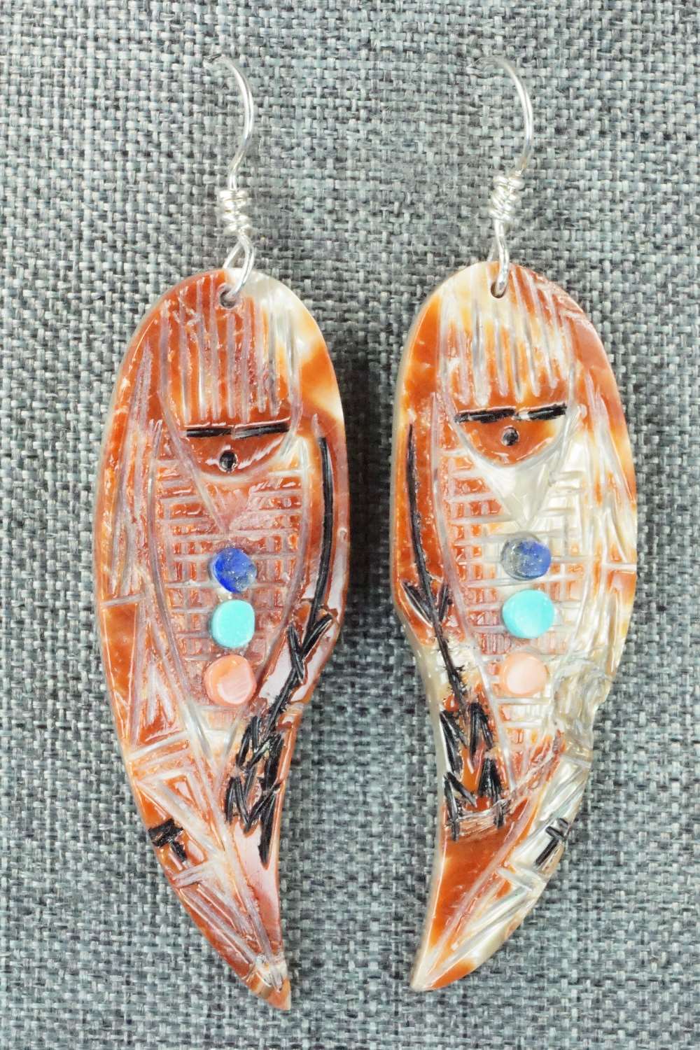 Spiny Oyster & Sterling Silver Earrings - Gloria Chattin