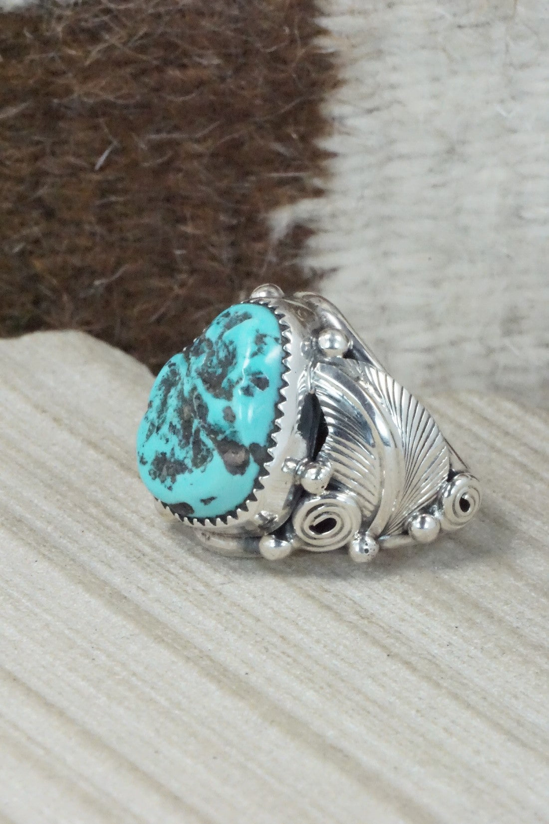 Turquoise & Sterling Silver Ring - Darrell Morgan - Size 10