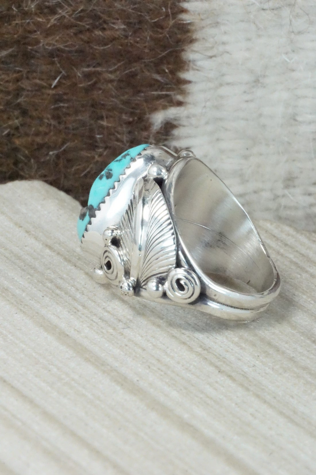 Turquoise & Sterling Silver Ring - Darrell Morgan - Size 10