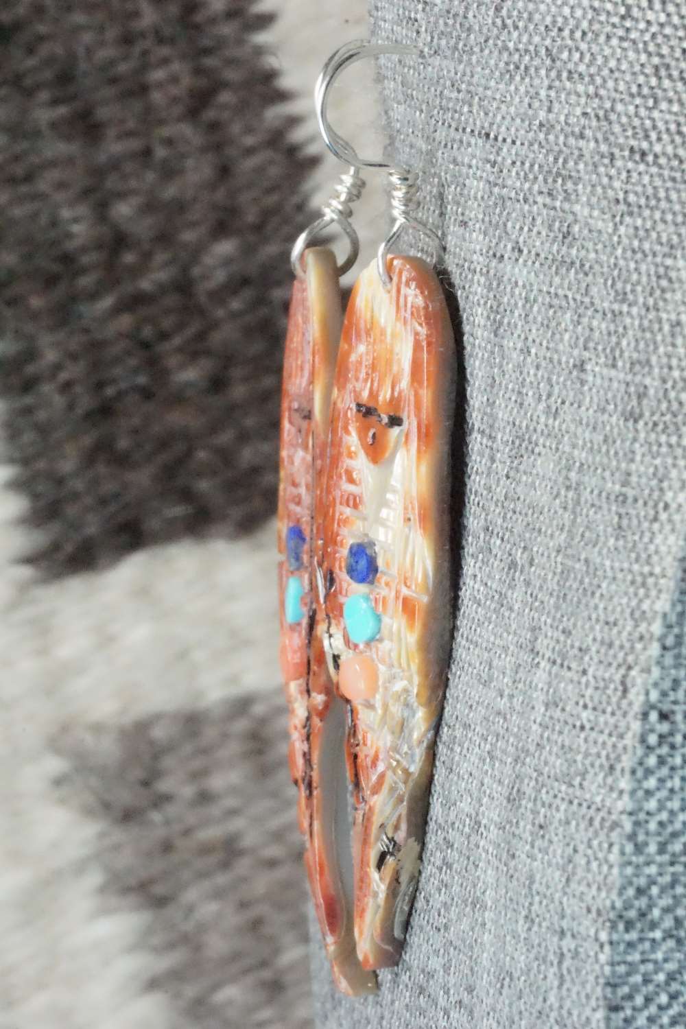 Spiny Oyster & Sterling Silver Earrings - Gloria Chattin