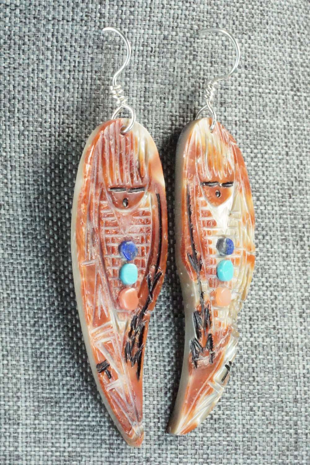 Spiny Oyster & Sterling Silver Earrings - Gloria Chattin