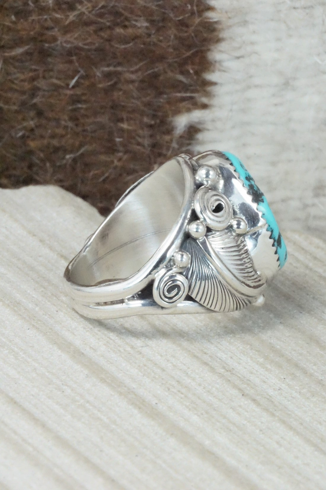 Turquoise & Sterling Silver Ring - Darrell Morgan - Size 10
