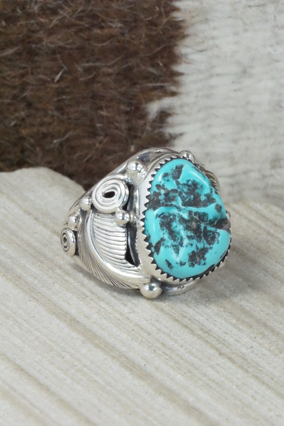 Turquoise & Sterling Silver Ring - Darrell Morgan - Size 10