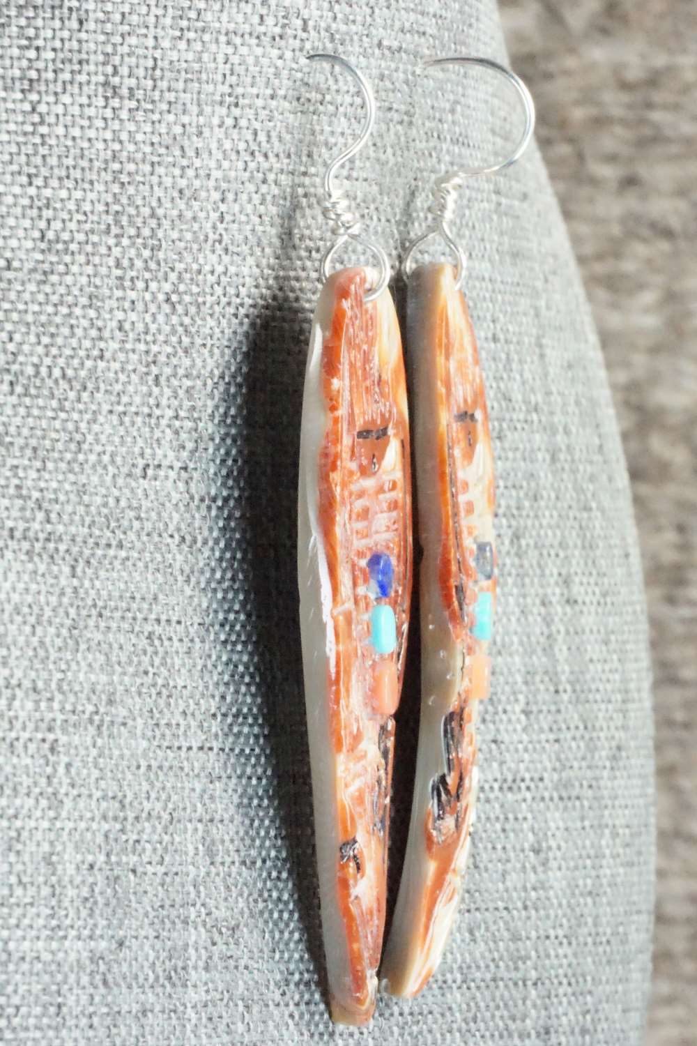 Spiny Oyster & Sterling Silver Earrings - Gloria Chattin