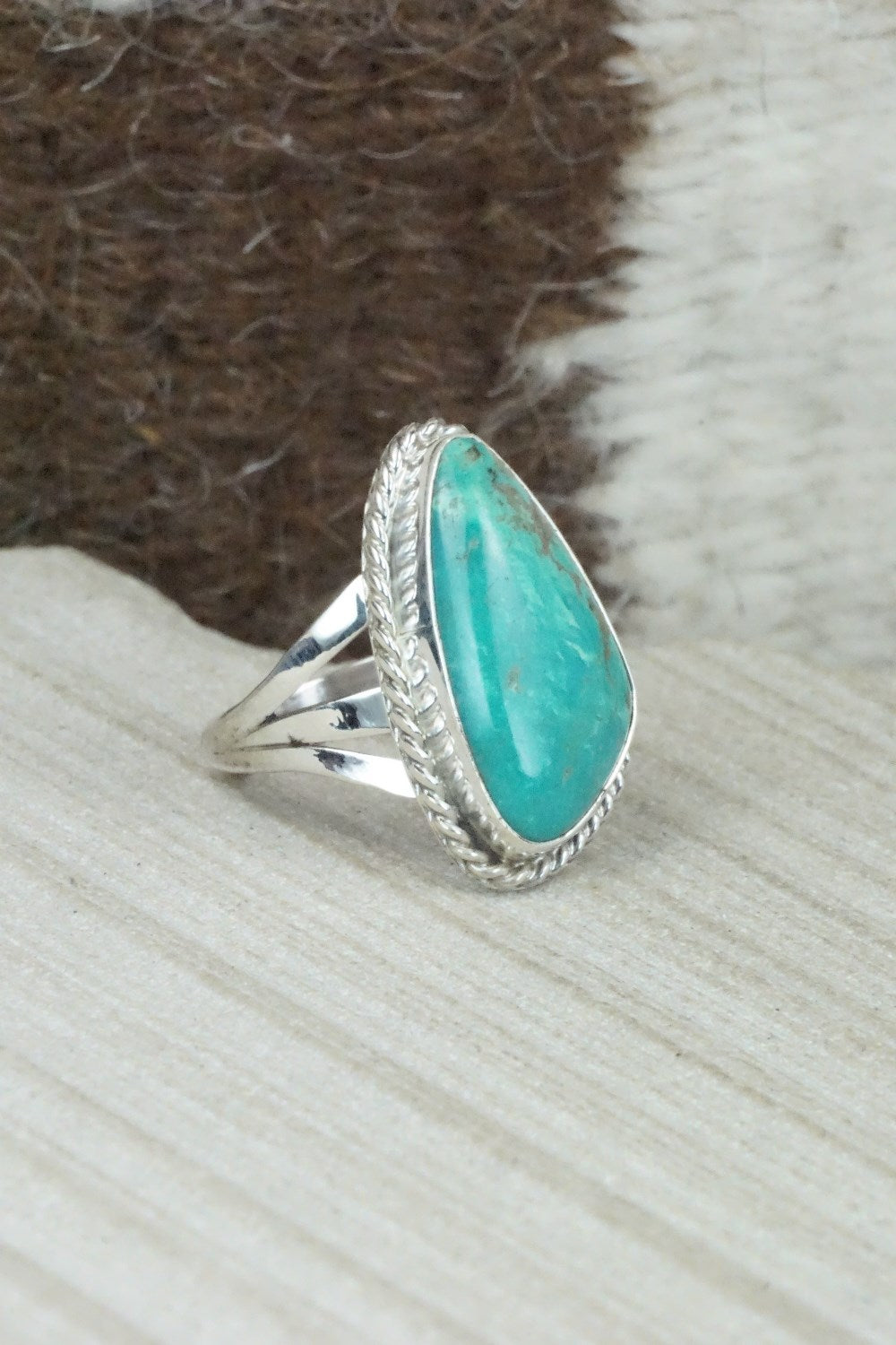 Turquoise & Sterling Silver Ring - Mark Barney - Size 7.75
