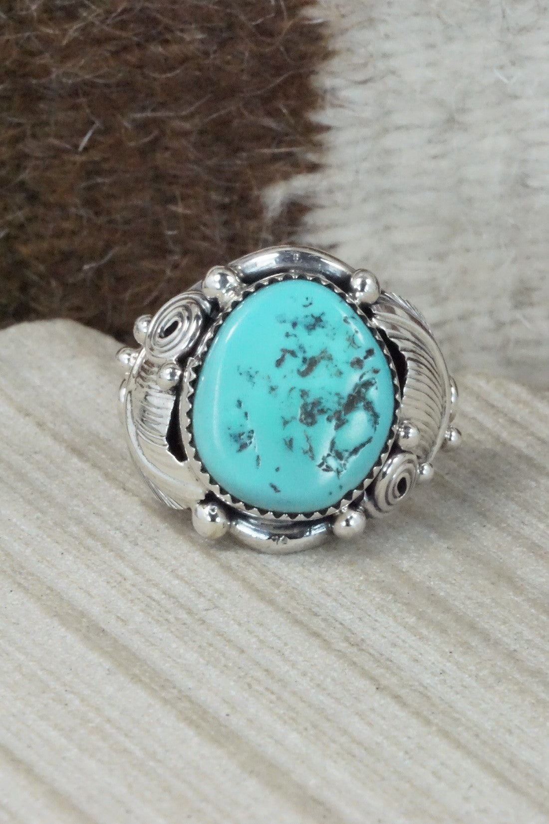 Turquoise & Sterling Silver Ring - Darrell Morgan - Size 11